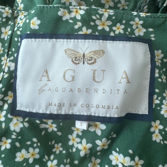 NWT Agua by Agua Bendita Cuarzo Astro Esmeralda cutout floral-print twill dress - Picture 7 of 9